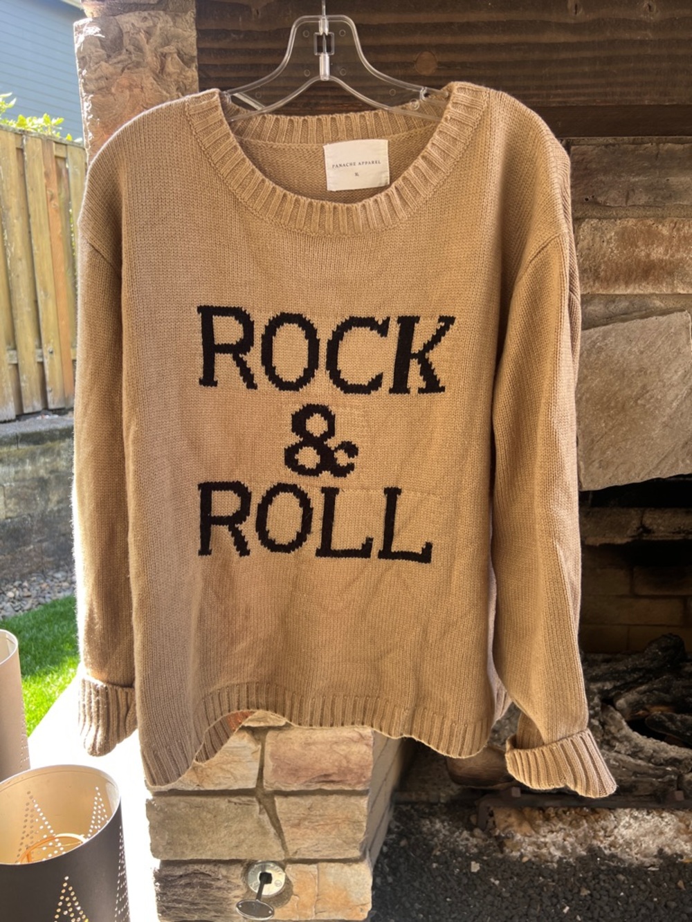 Panache Tan "Rock & Roll" Knit Sweater XL